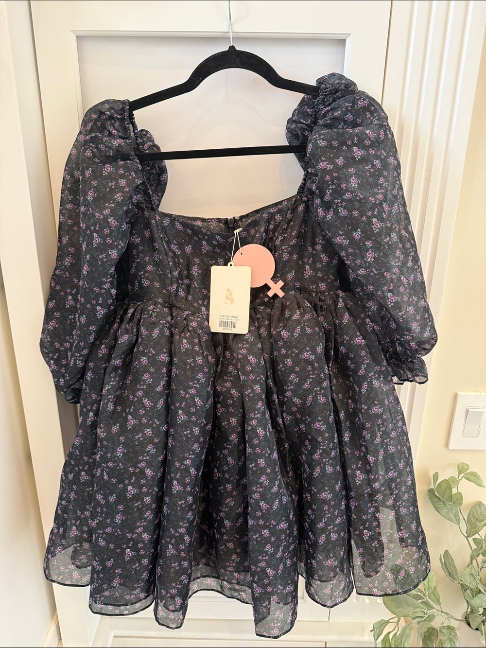 Selkie Black Dress with Lilac Floral Print